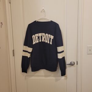 Detroit Graphic Navy and White Crewneck Sweatshirt